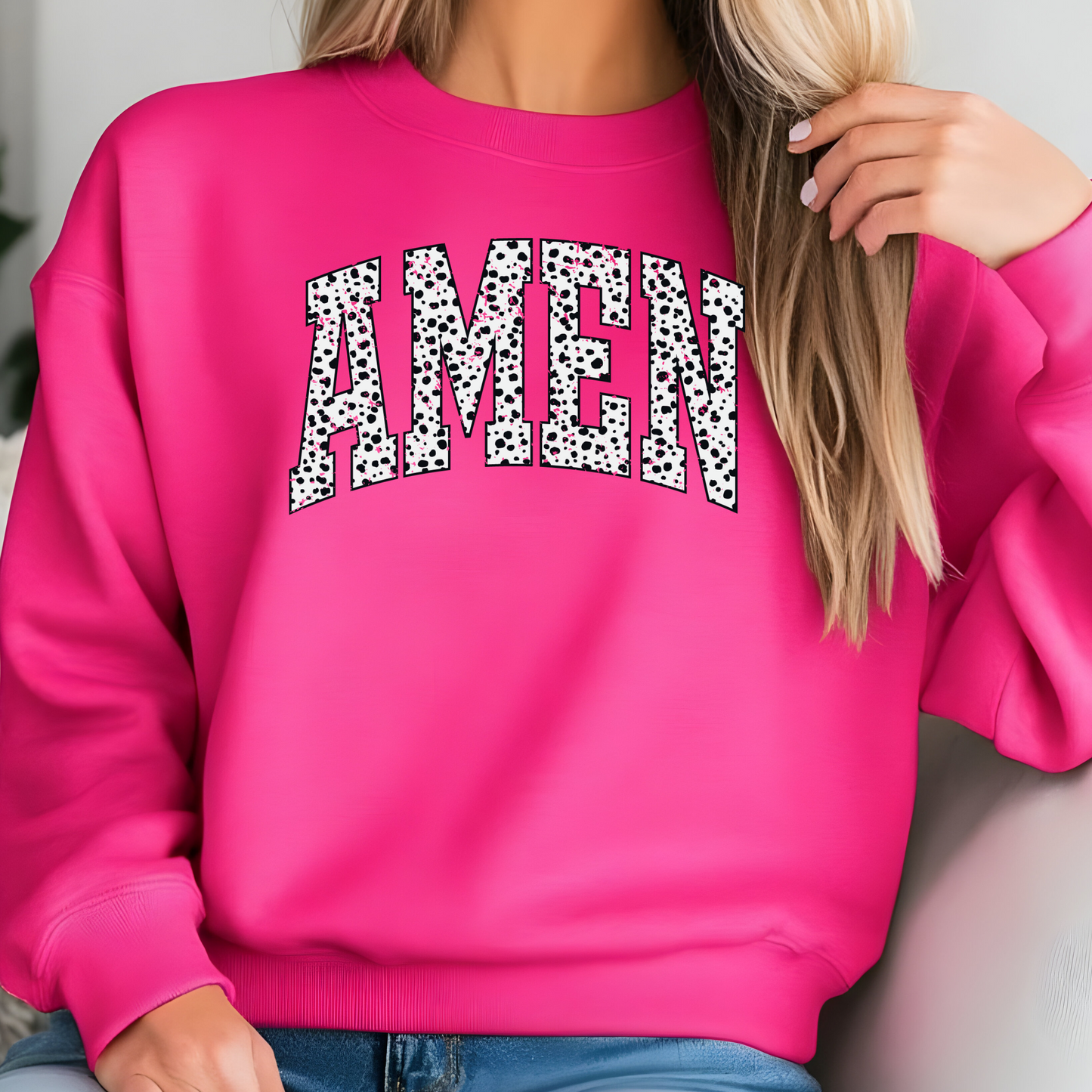 Amen Dalmatian Print Crewneck