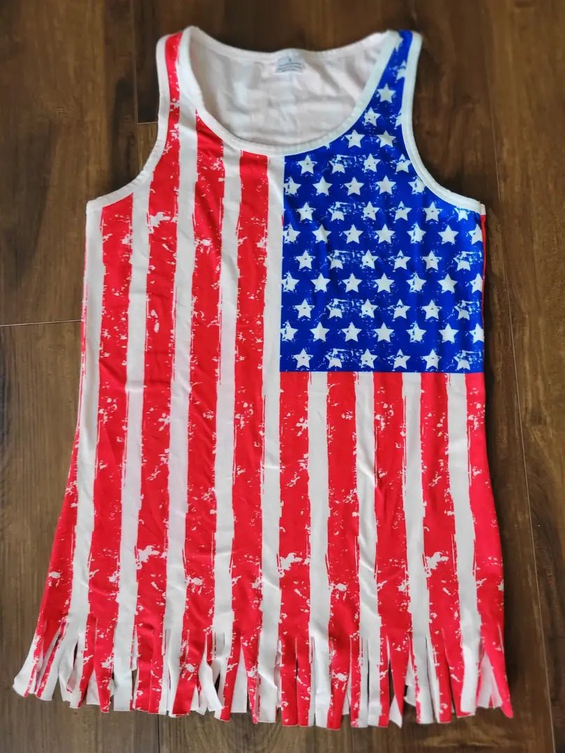 American Flag Fringe Tank - Amyliz Collections
