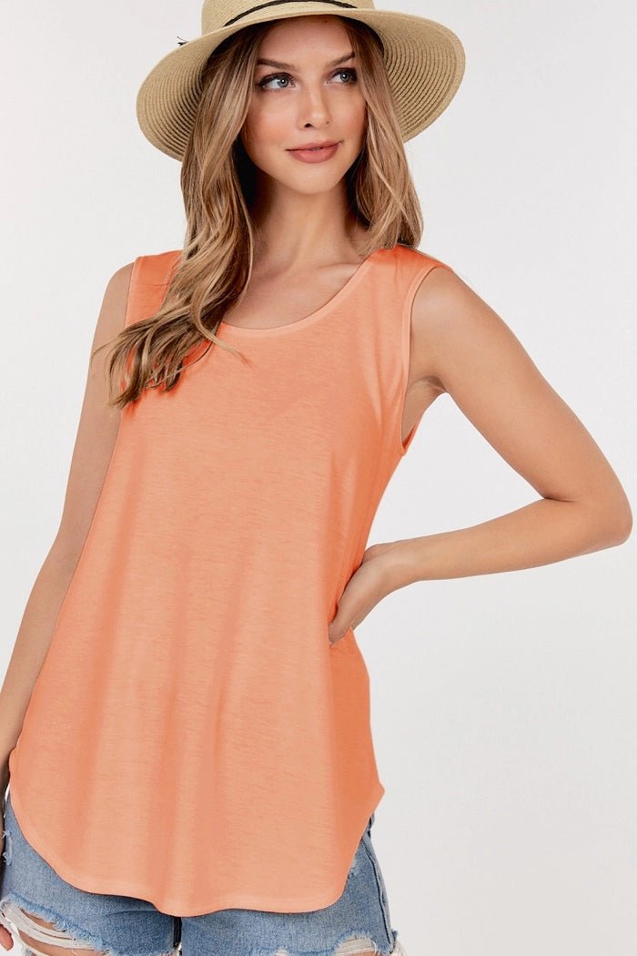 Basic Round Hem Tank Top: Peach - Amyliz Collections