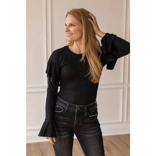 Black Shimmer Bodysuit - Amyliz Collections
