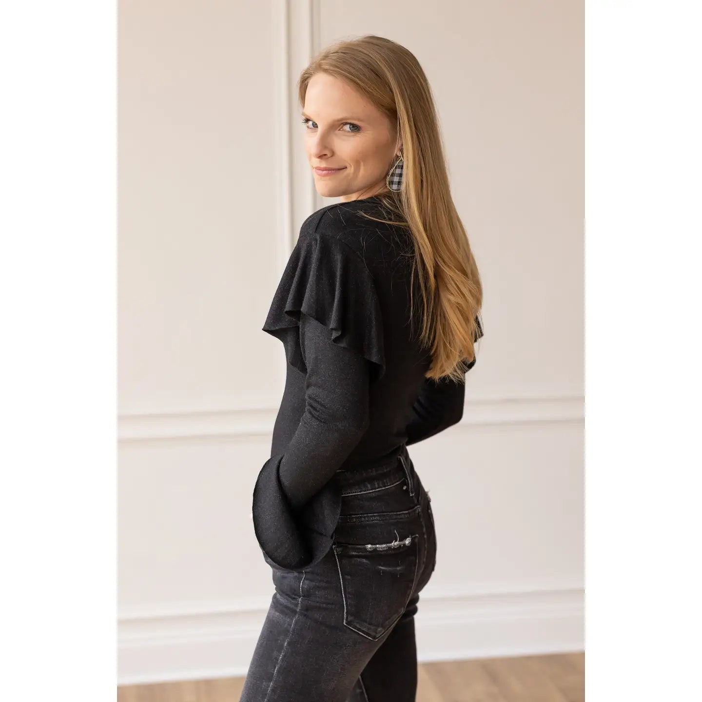 Black Shimmer Bodysuit - Amyliz Collections
