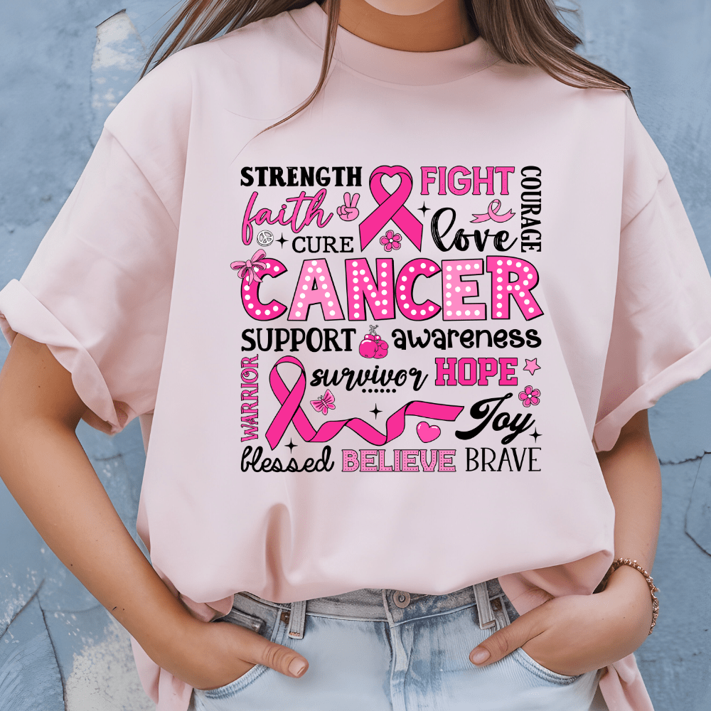 Breast Cancer Typography Tee - Amyliz Collections