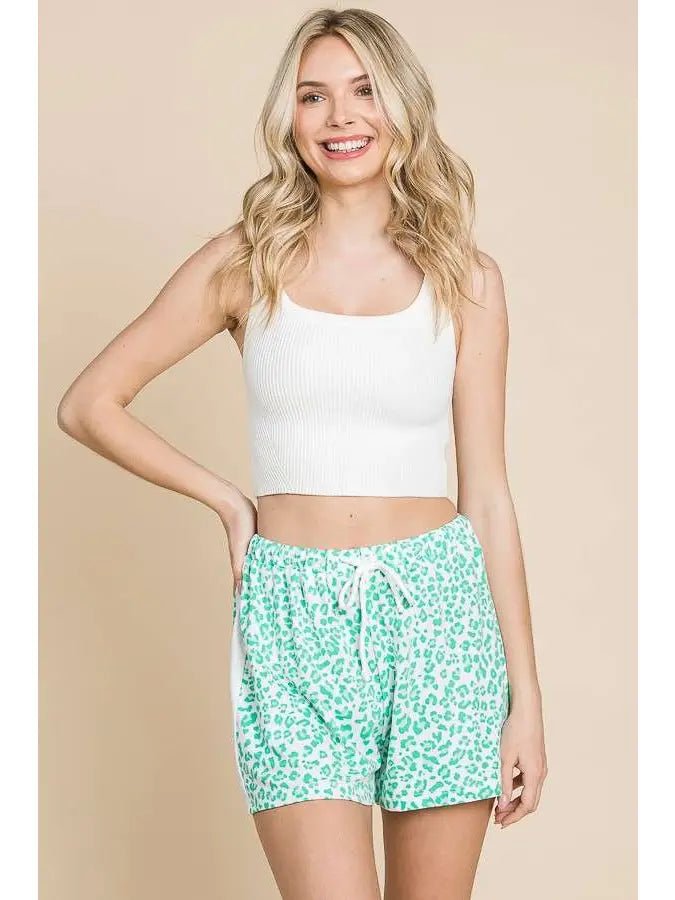 Contrast Strip Drawstring Shorts - Bubble Mint - Amyliz Collections
