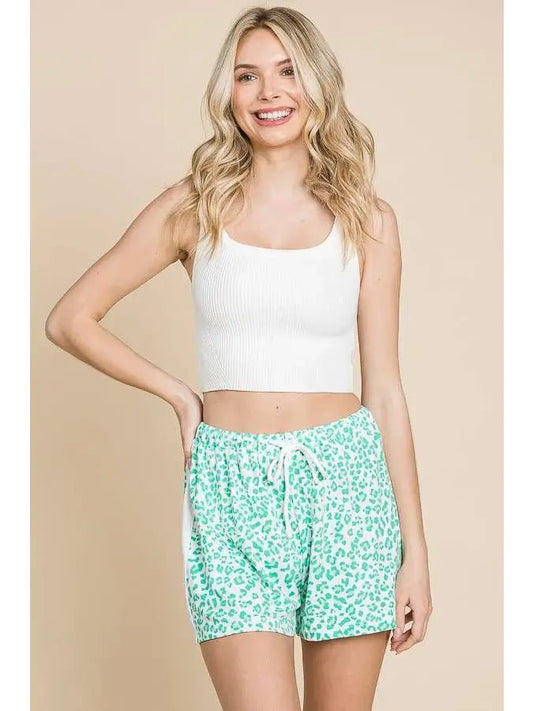 Contrast Strip Drawstring Shorts - Bubble Mint - Amyliz Collections