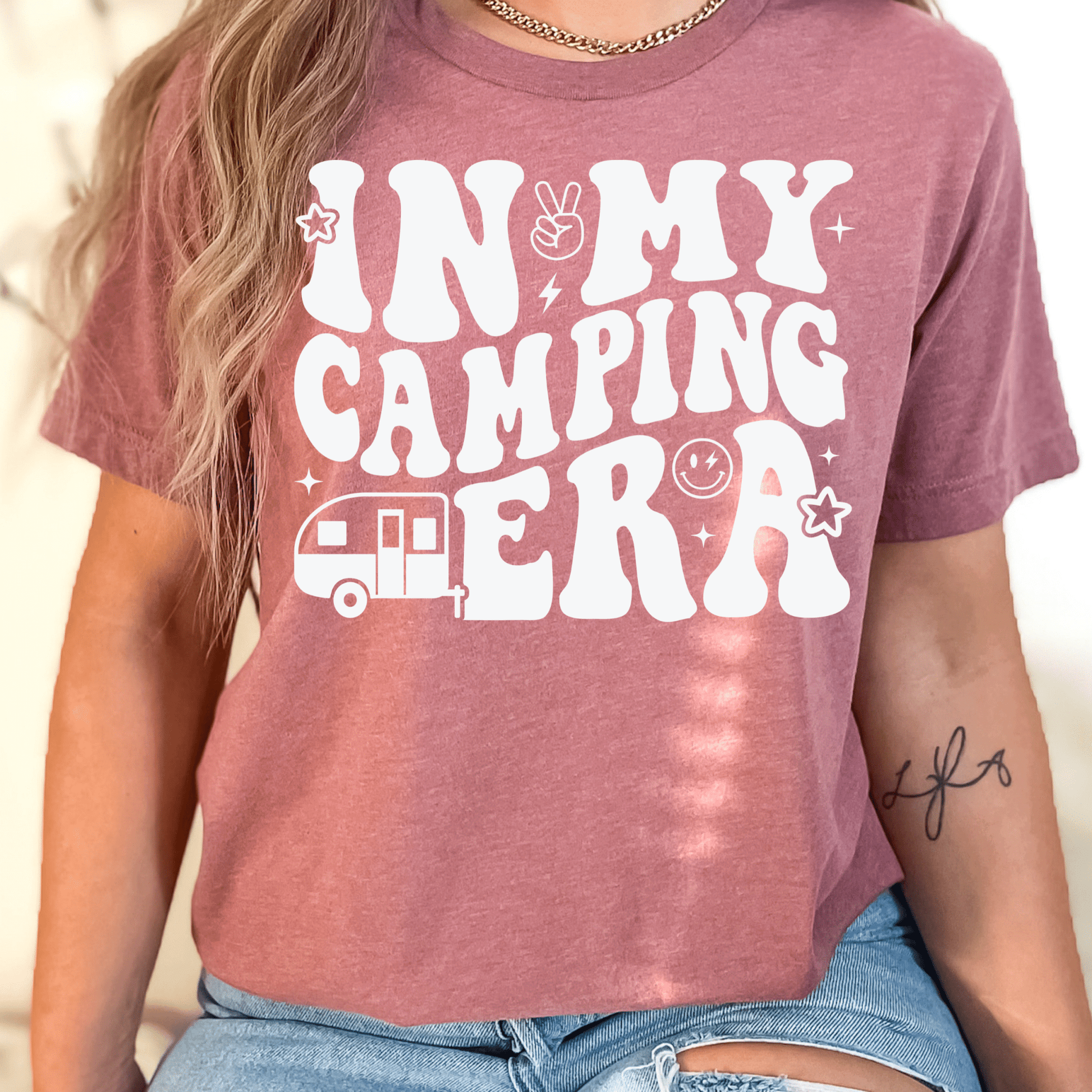 In My Camping Era Mauve Tee - Amyliz Collections