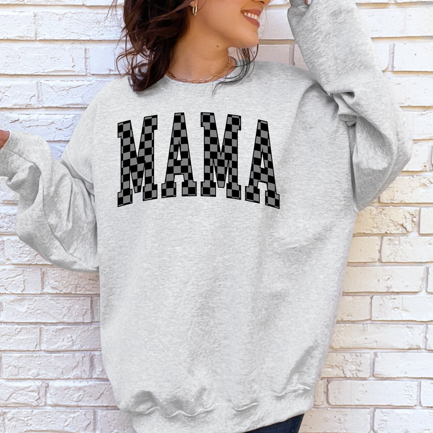 Checkered Mama Crewneck