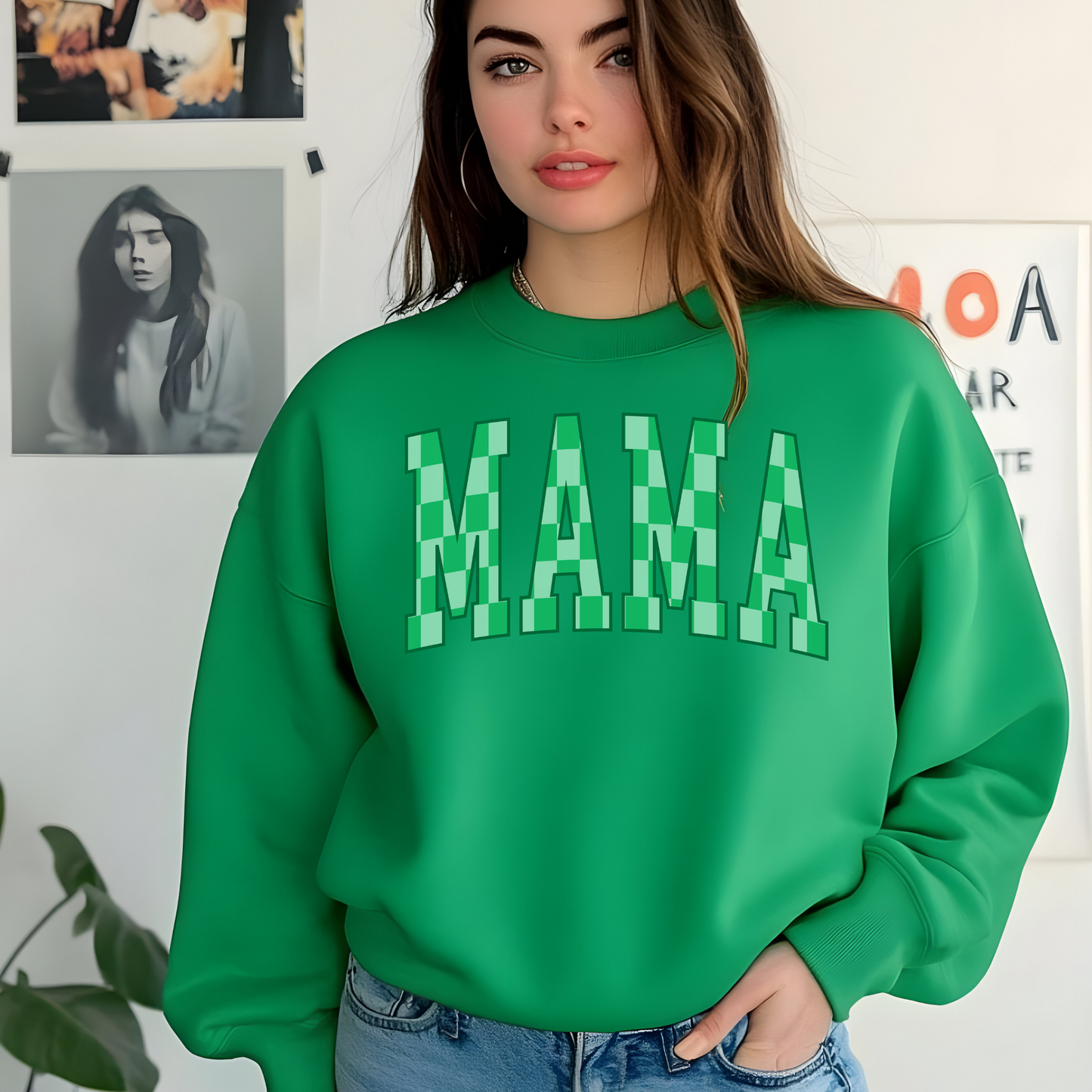 Checkered Mama Crewneck