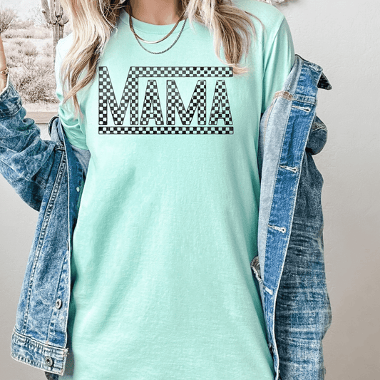 Checkered Mama Mint Tee - Amyliz Collections