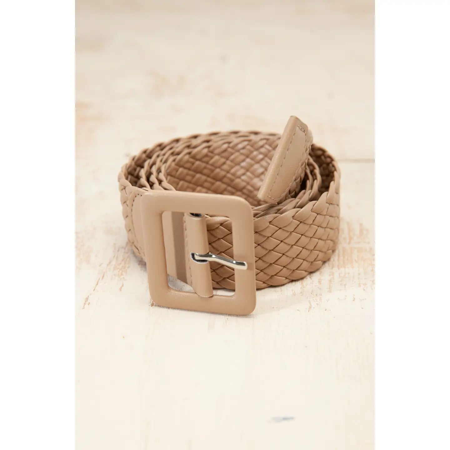 Colored Braided Rectangle Buckle Leather Belt - Amyliz Collections