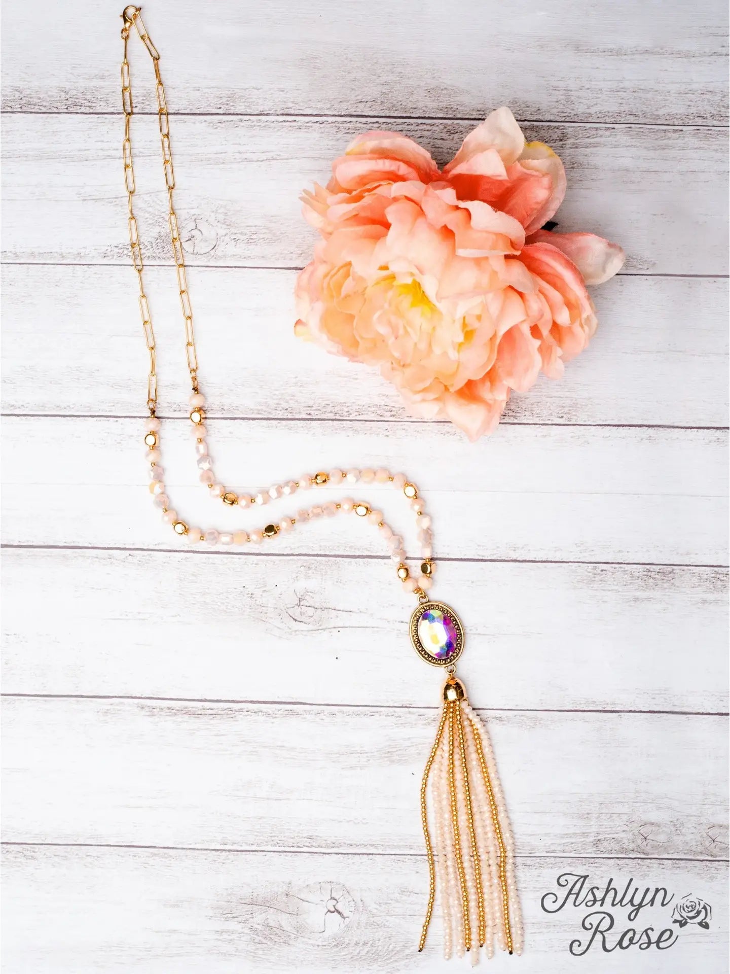 Crystal Beaded Chain Necklace - Amyliz Collections