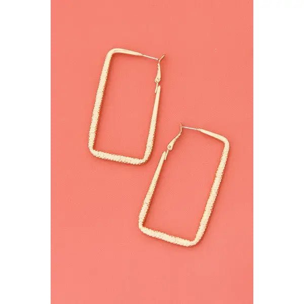 Etched Rectangle Hoop Earrings - Amyliz Collections