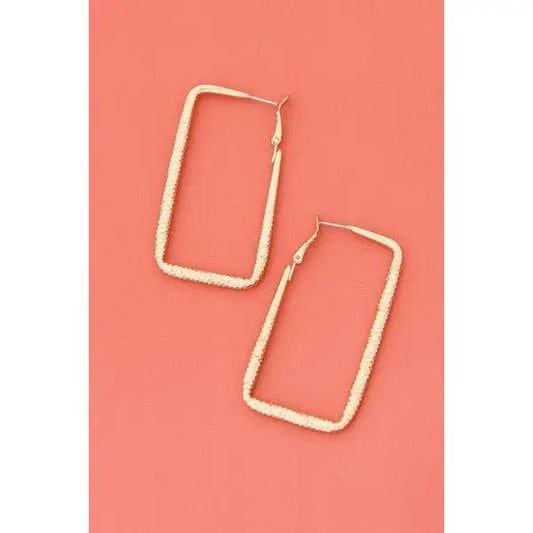Etched Rectangle Hoop Earrings - Amyliz Collections