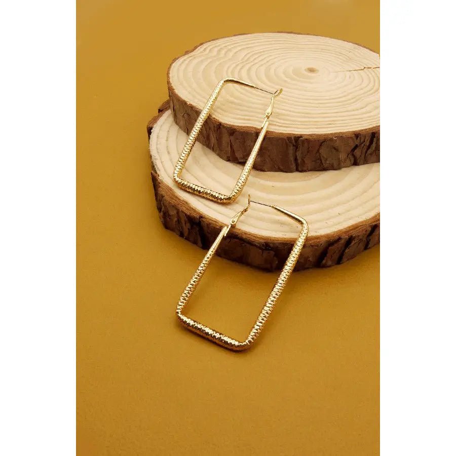 Etched Rectangle Hoop Earrings - Amyliz Collections