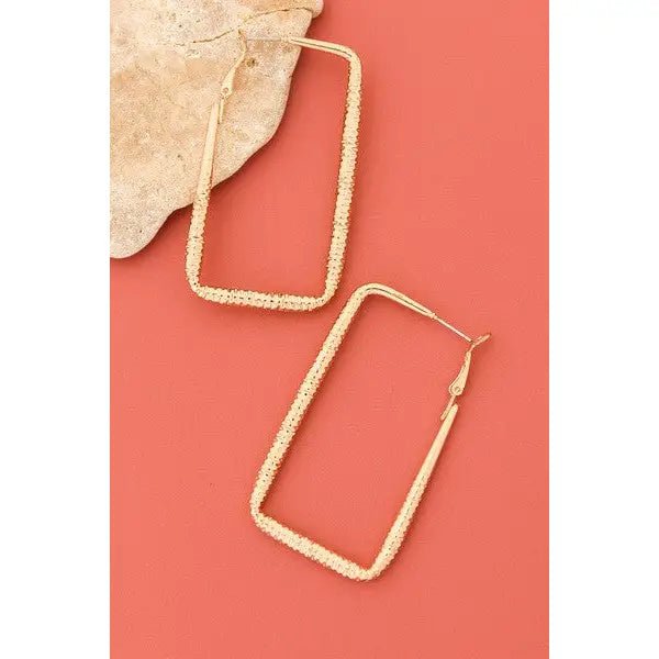 Etched Rectangle Hoop Earrings - Amyliz Collections