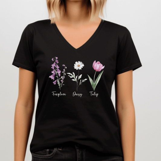 Foxglove Daisy Tulip V - Neck - Amyliz Collections