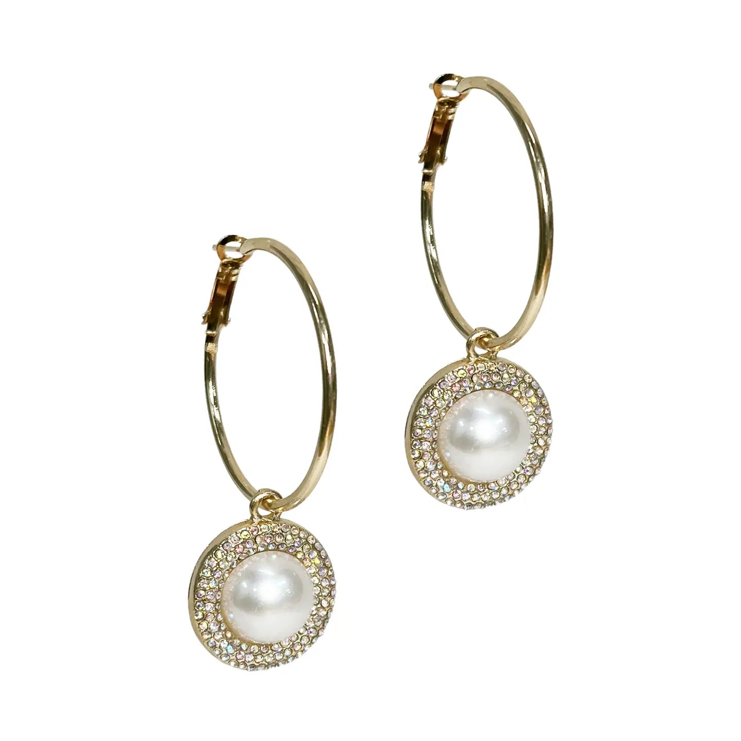 Golden Pearl Drop Hoops - Amyliz Collections
