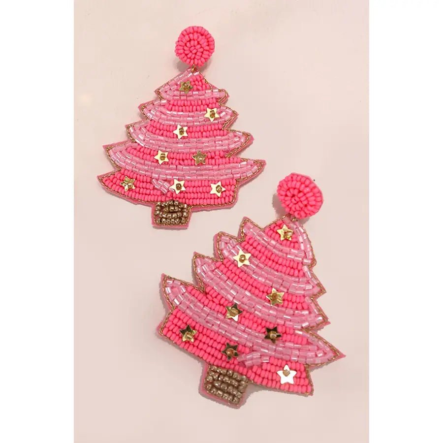 Christmas Tree Seedbead Earrings - Amyliz Collections