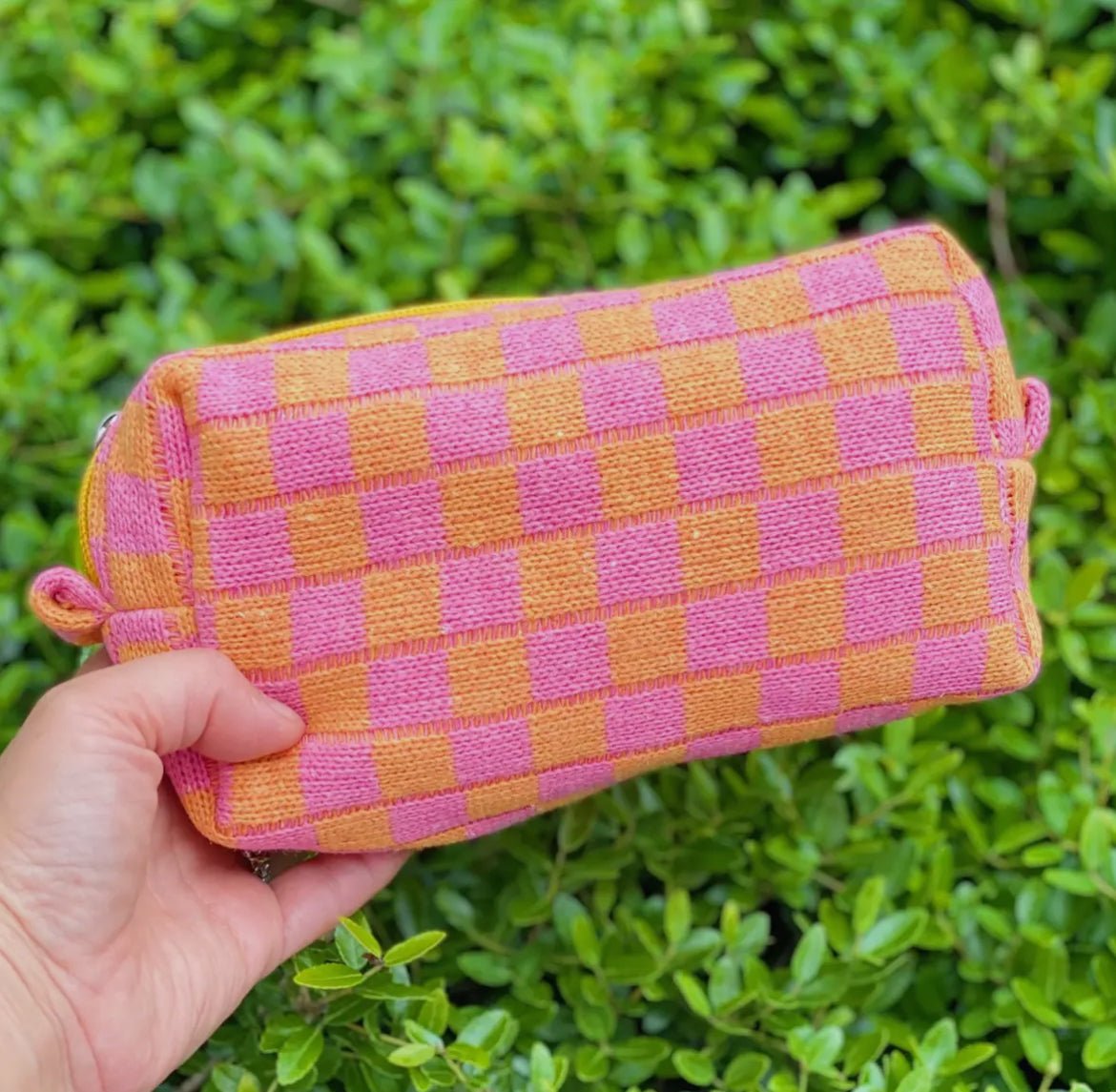 Checkered Cosmetic Bag - Amyliz Collections