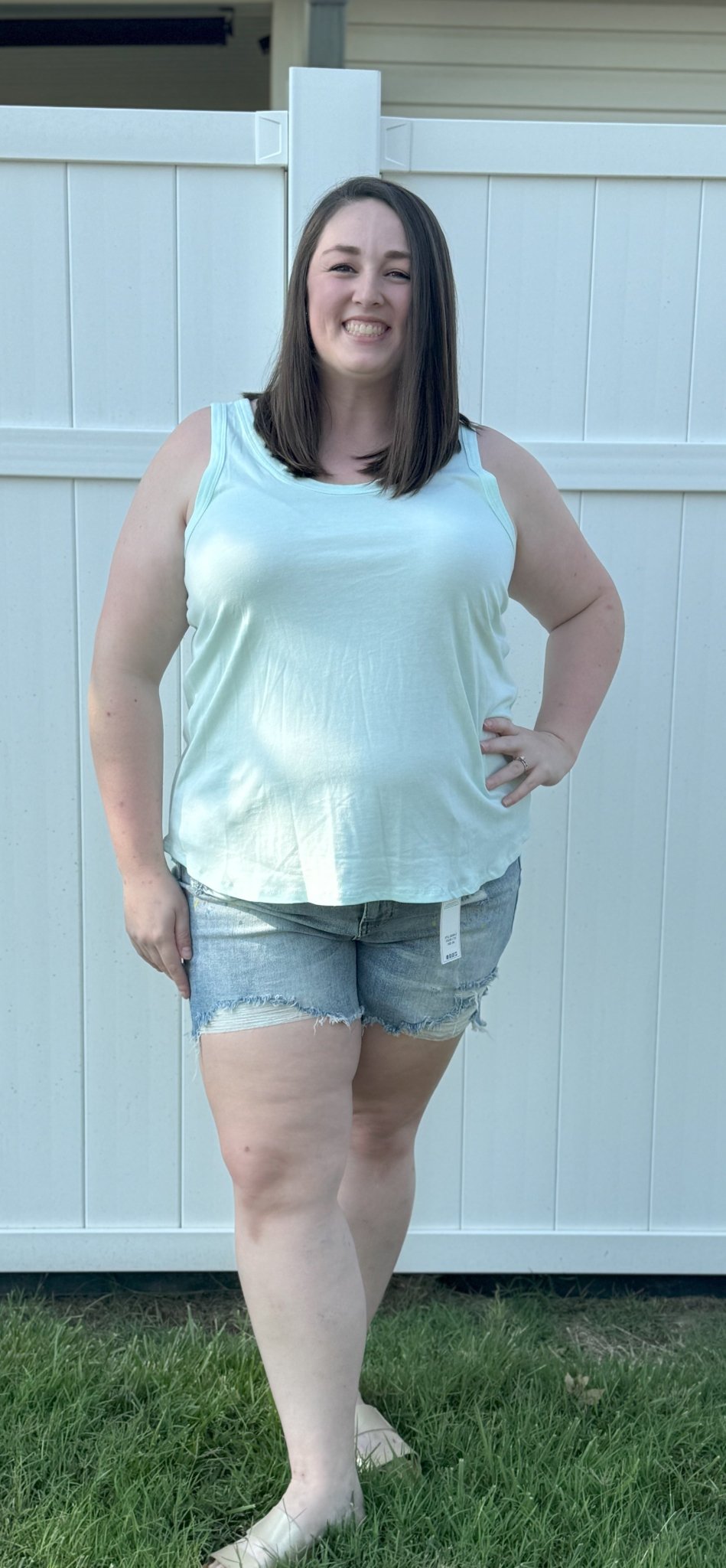 Plus Scoop Neck Solid Tank Top - Sky Blue - Amyliz Collections