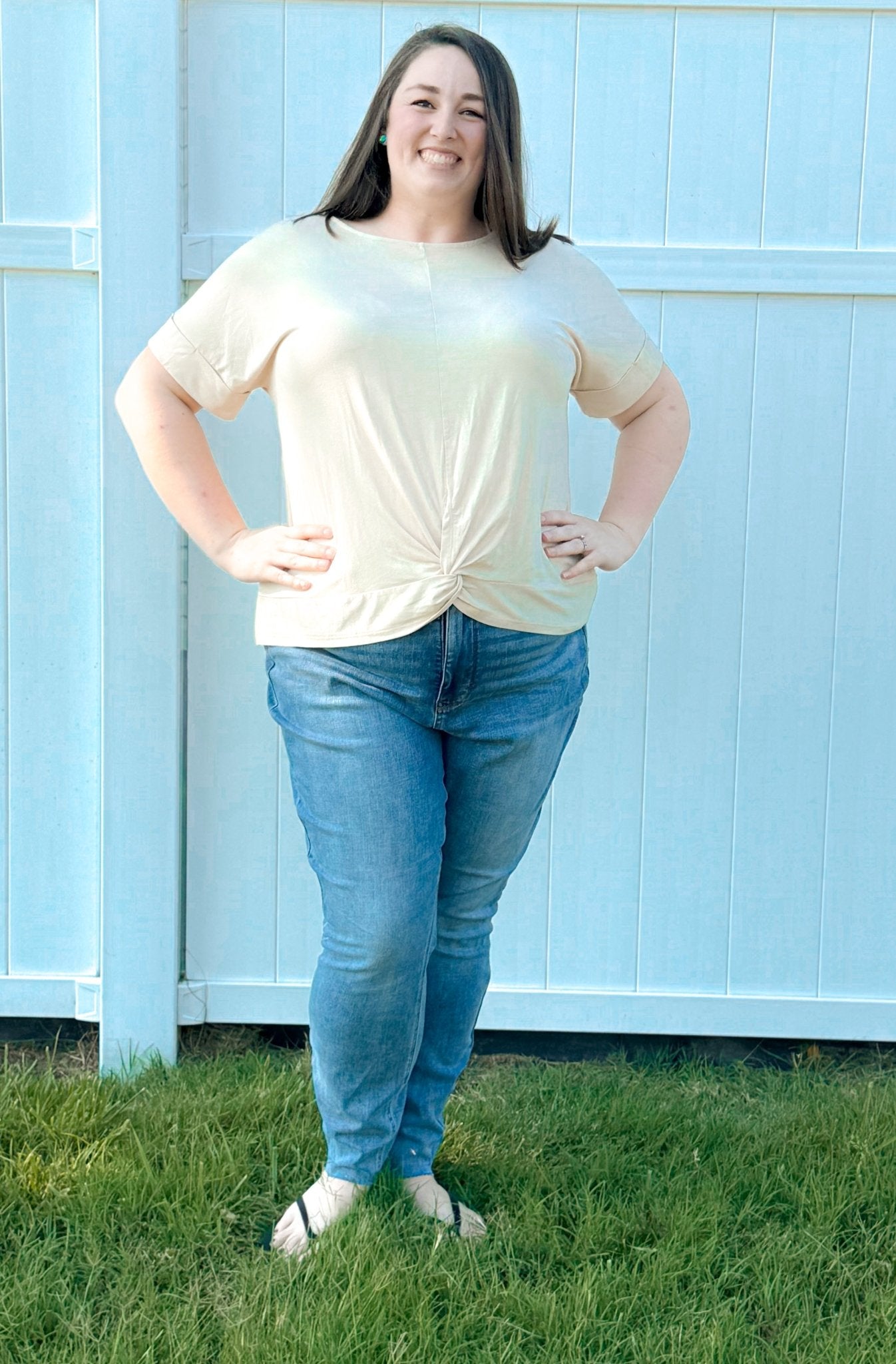 Plus Size Rayon Span Crepe Knot - Front Top - Amyliz Collections