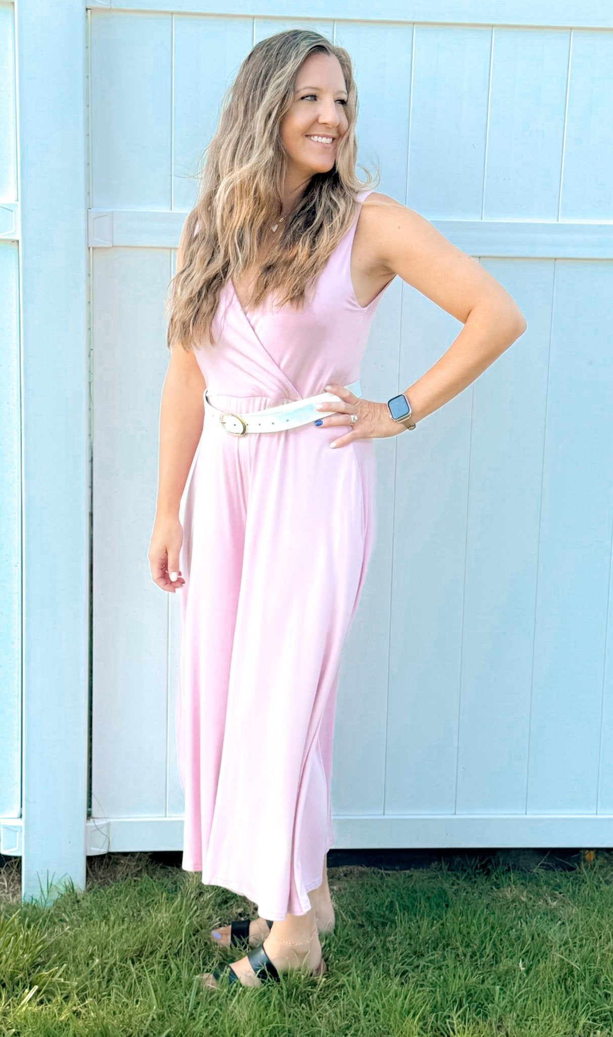 Jersey Surplice Jumpsuit - Mauve - Amyliz Collections