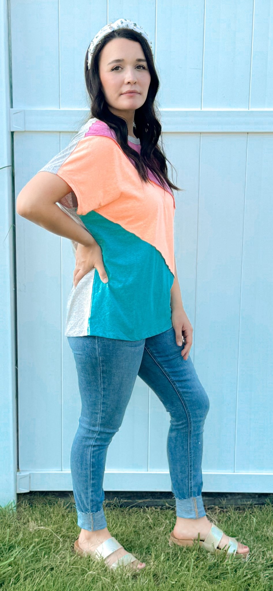 Triblend Color Block Dolman Sleeves Top - Amyliz Collections