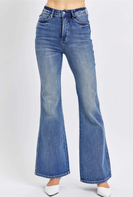 High Waist Tummy Control Flare Denim - Amyliz Collections