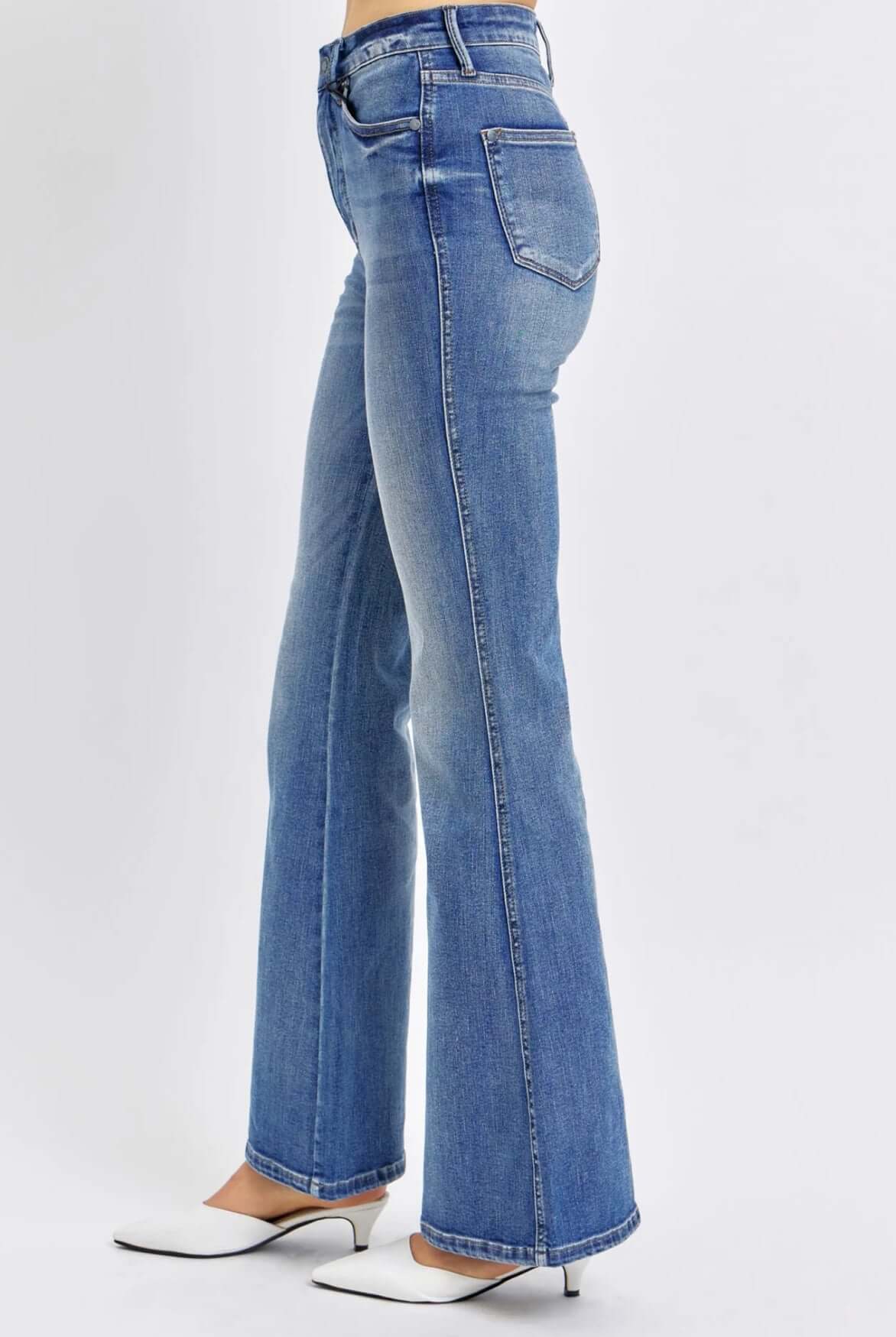 High Waist Tummy Control Flare Denim - Amyliz Collections