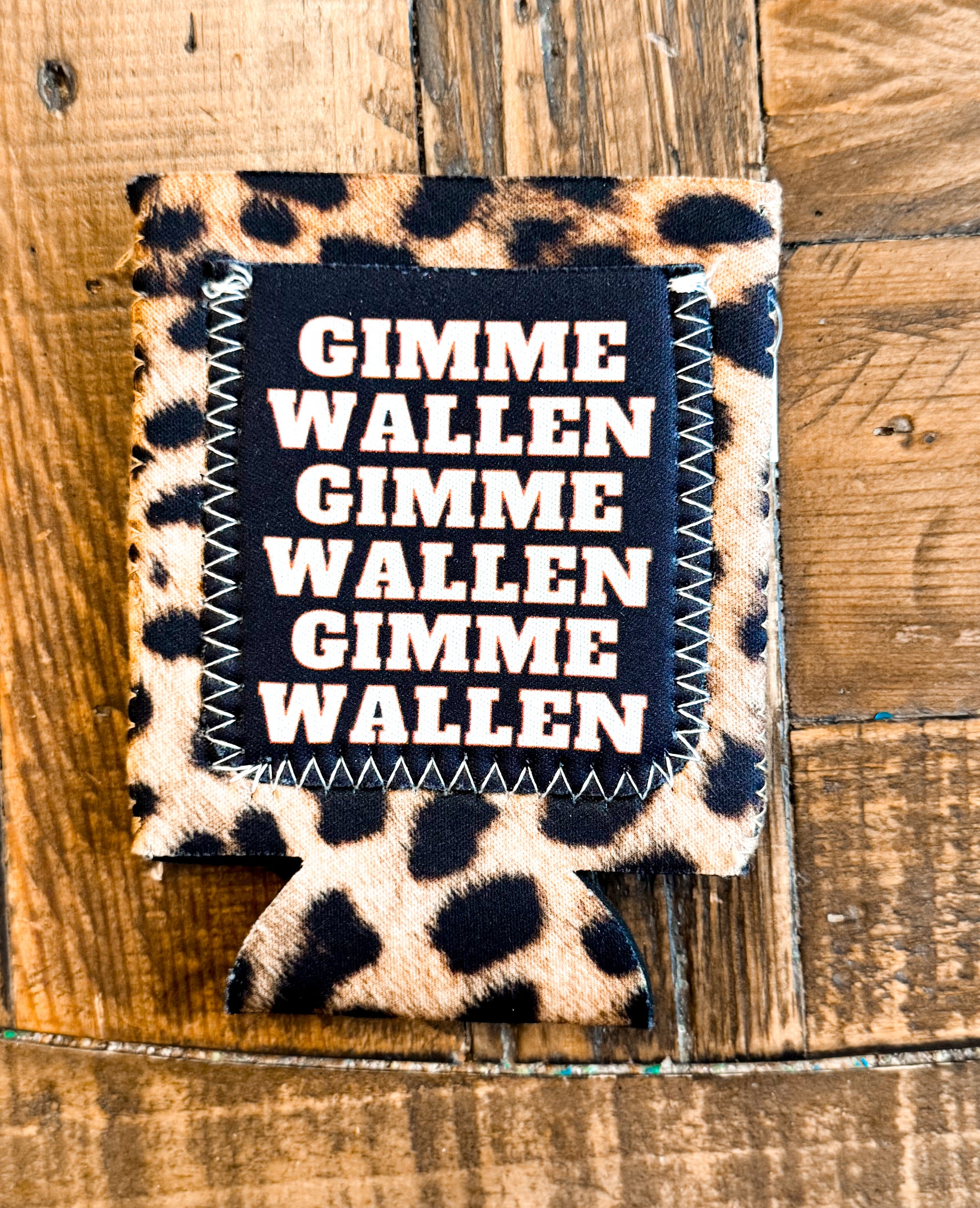 Leopard print can cooler with Gimme Wallen Gimme Wallen Gimme Wallen
