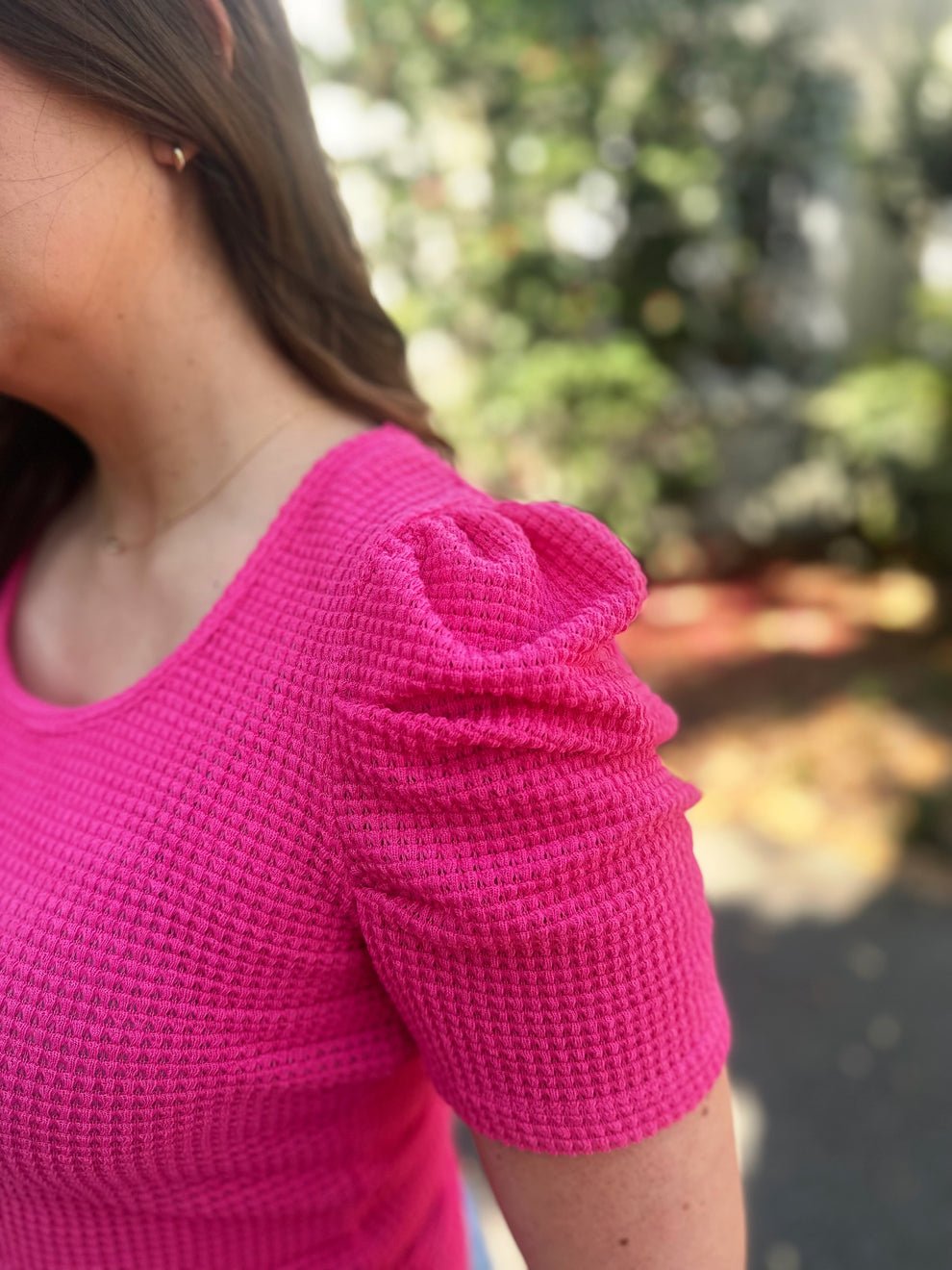 Pink Waffle Knit Top - Amyliz Collections
