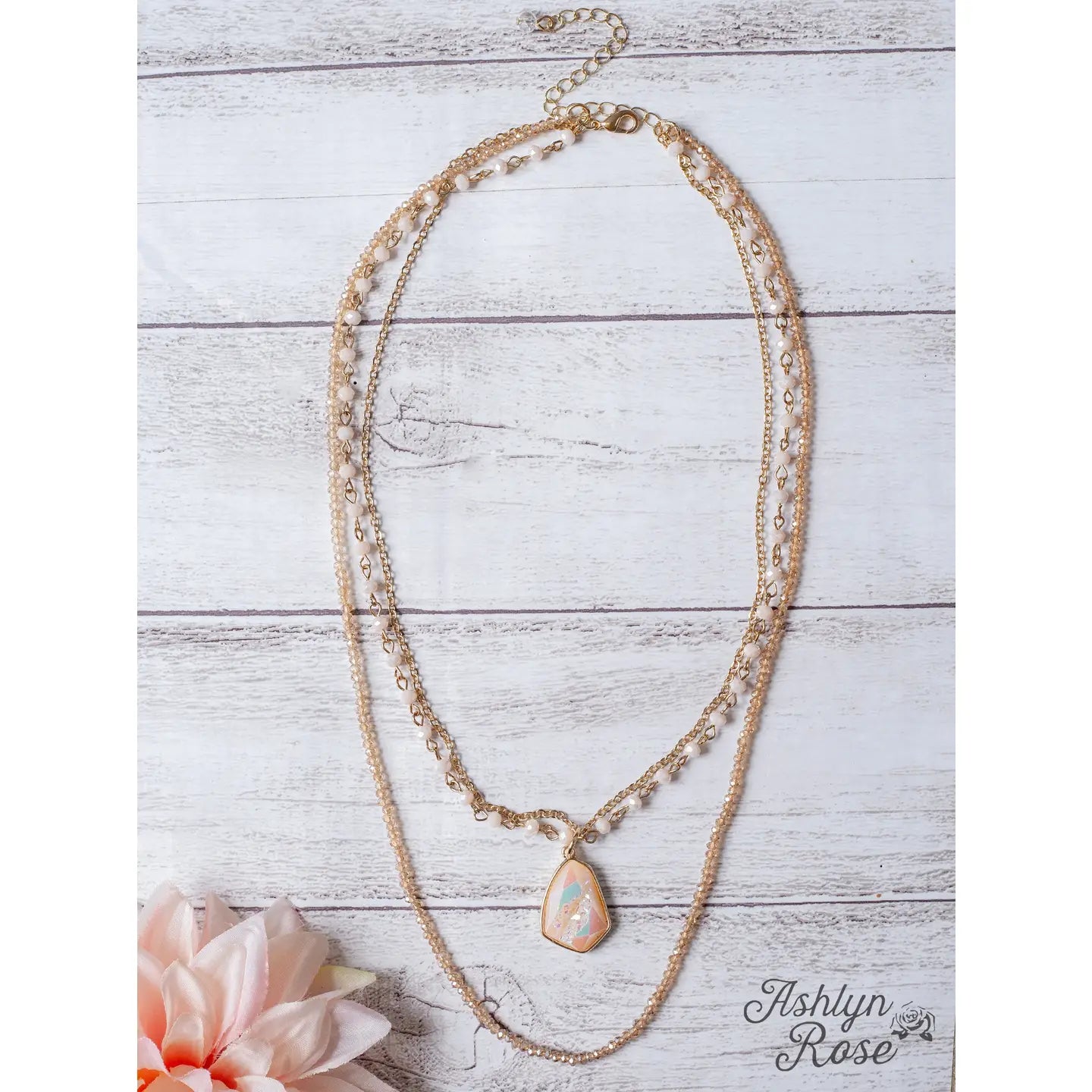 Iridescent Stone Layered Necklace - Amyliz Collections