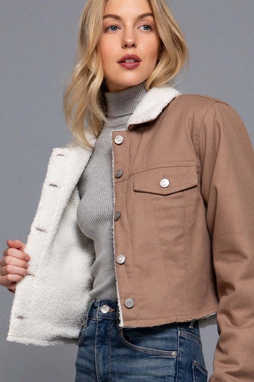 Sherpa - Lined Twill Jacket - Amyliz Collections