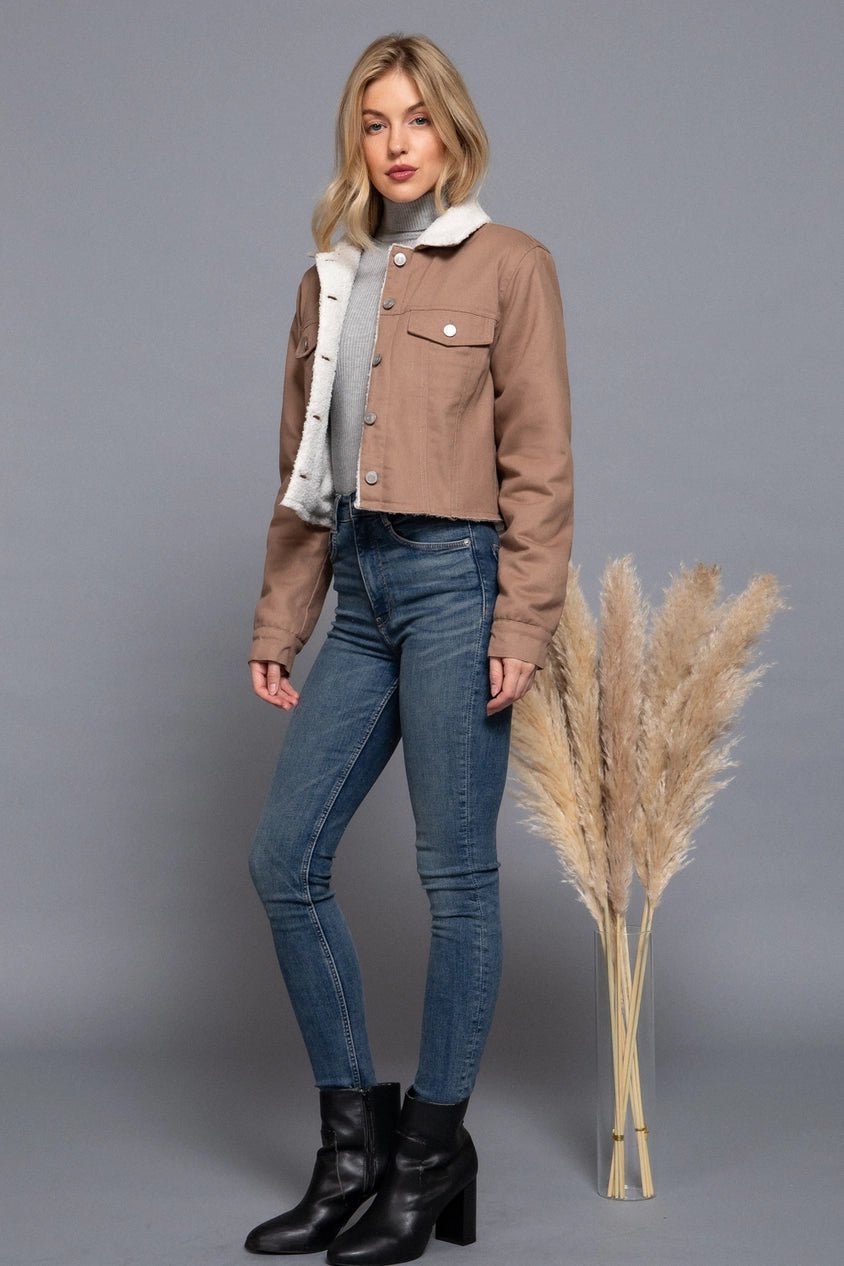 Sherpa - Lined Twill Jacket - Amyliz Collections