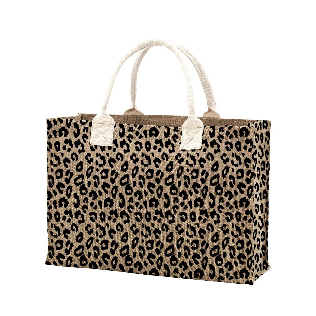 Leopard Burlap Tote Bag - Amyliz Collections