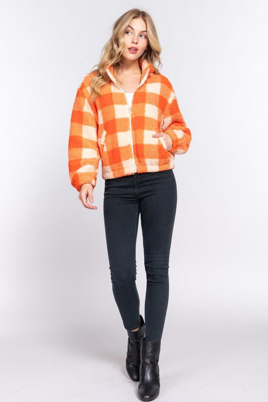 Pumpkin Pop Faux Fur Jacket - Amyliz Collections