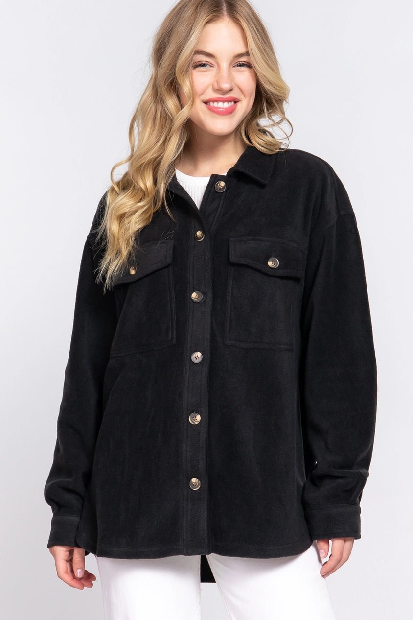 Front Pocket Fleece Jacket - Amyliz Collections
