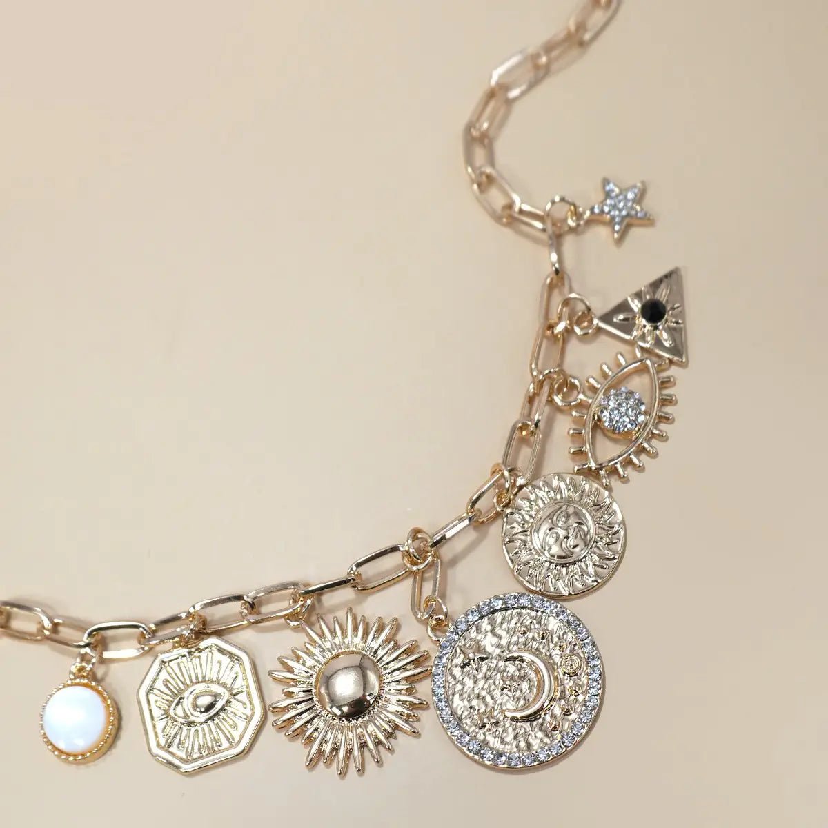 Multi Charm Link Chain Necklace - Amyliz Collections