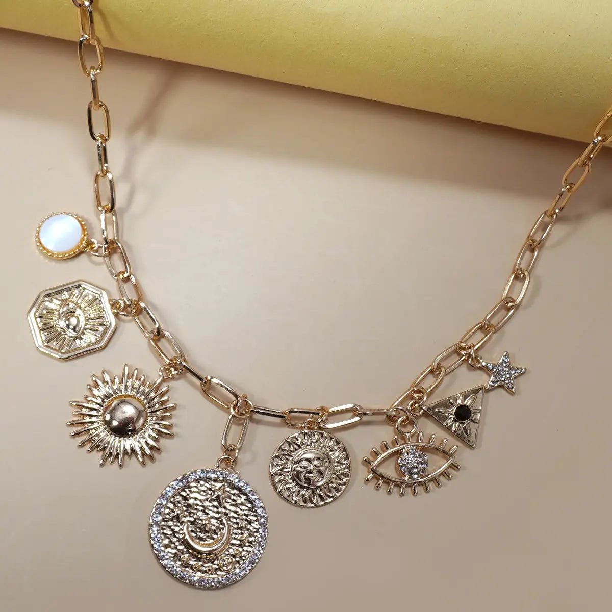 Multi Charm Link Chain Necklace - Amyliz Collections