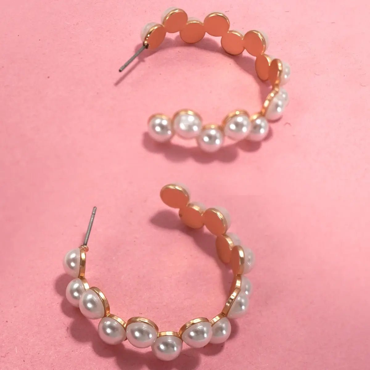 Pearl Zig Zag Hoop Earrings - Amyliz Collections