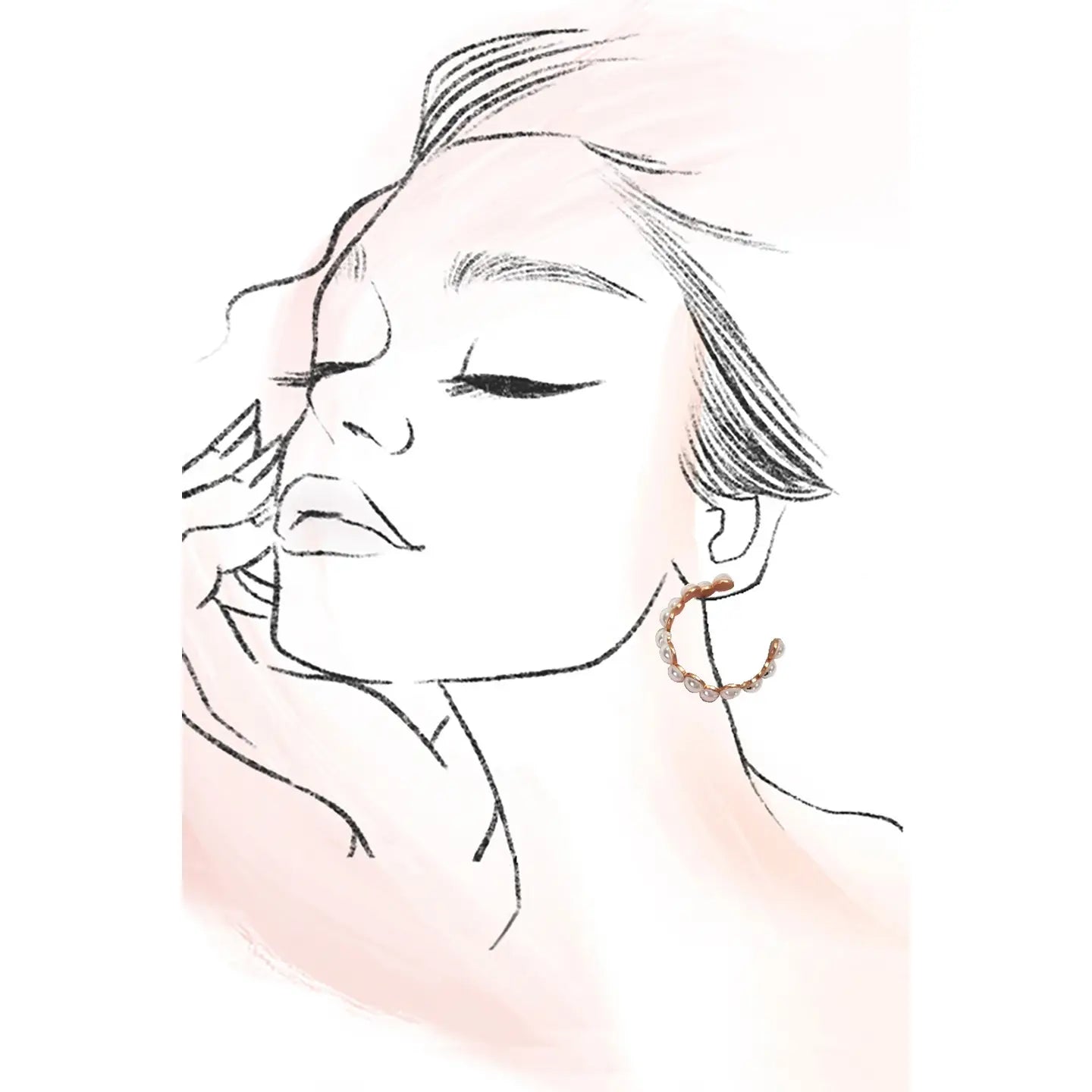 Pearl Zig Zag Hoop Earrings - Amyliz Collections