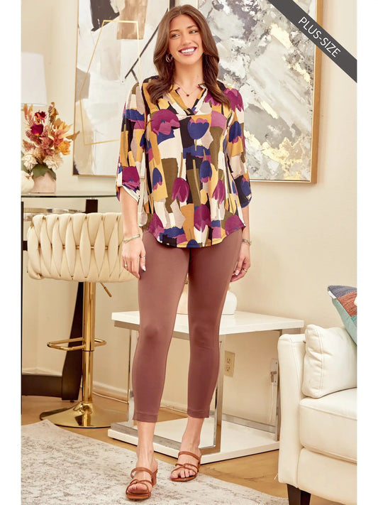 Plus Size Multicolor Lizzy Top - Amyliz Collections