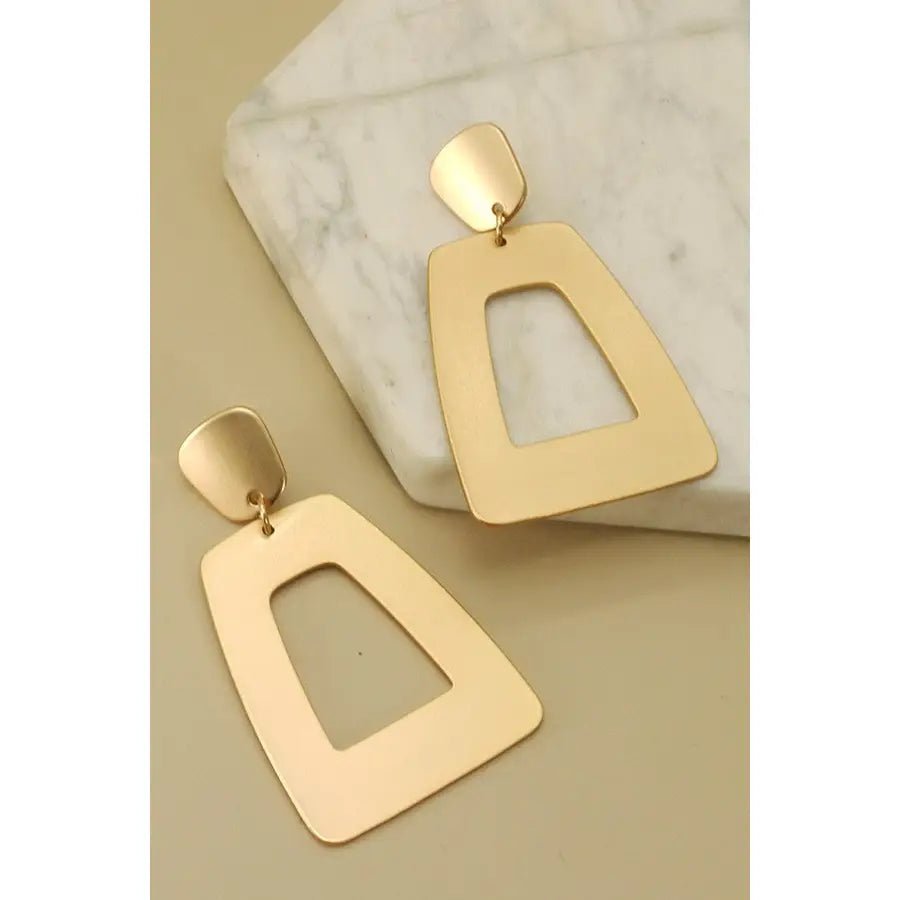 Rectangle Matte Drop Earrings - Amyliz Collections