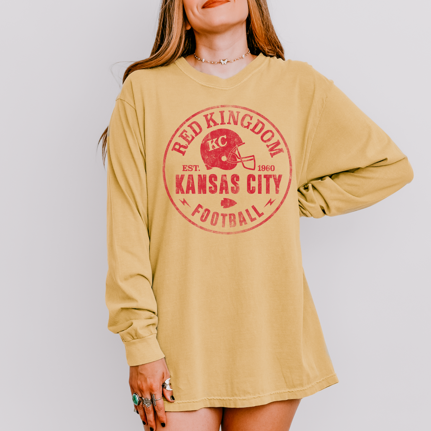 Red Kingdom Football Long Sleeve Tee