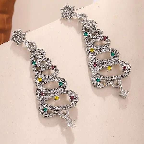 Rhinestone Christmas Tree Earrings - Amyliz Collections