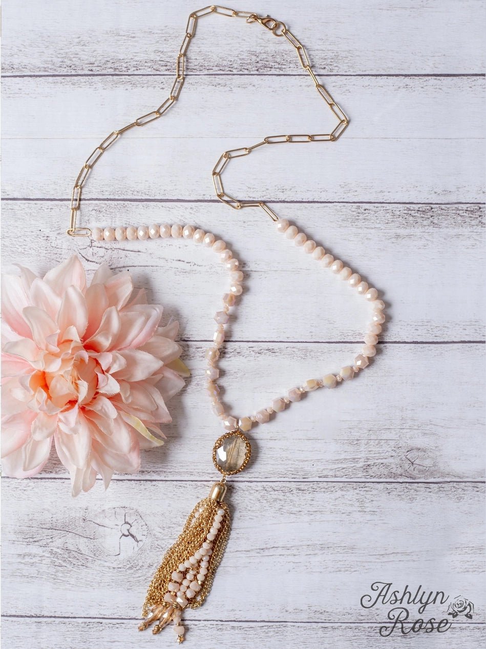 Rosé Tassel Pendant Gold Necklace - Amyliz Collections