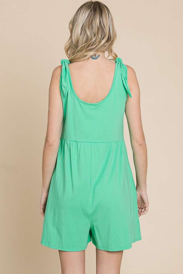 Shoulder Knot Baggy Romper: Mint - Amyliz Collections