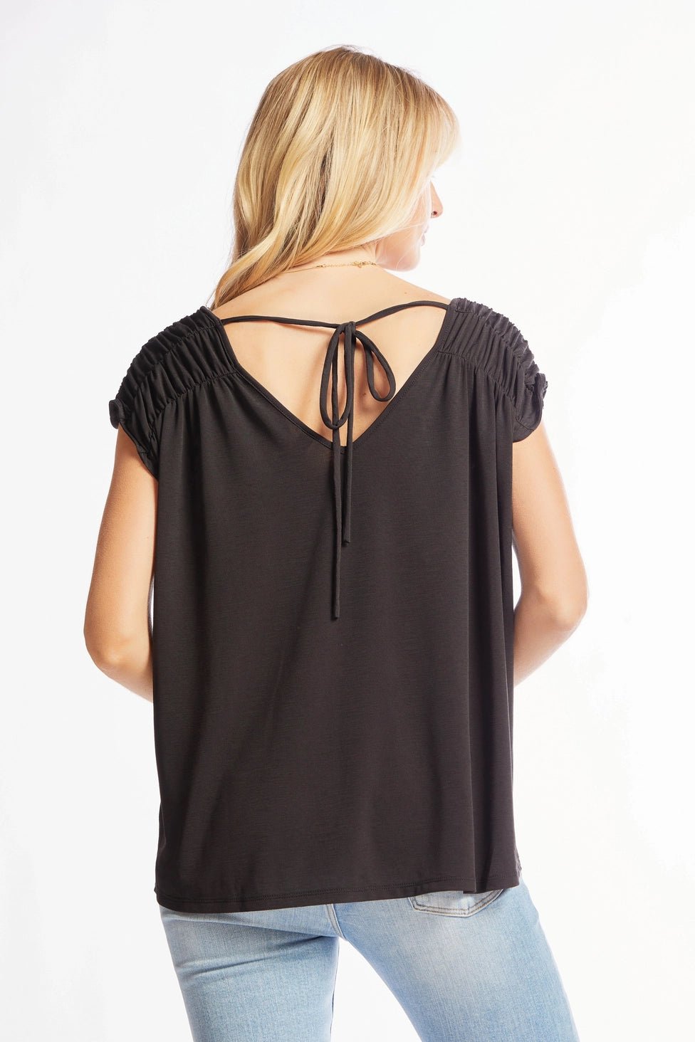 Solid Wrinkle Free Top with Dolman Sleeves: Black - Amyliz Collections