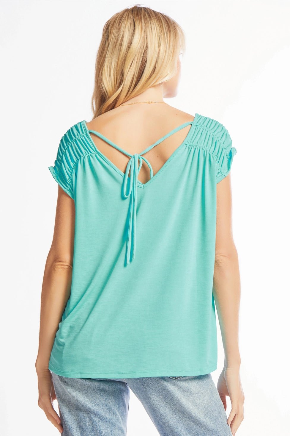 Solid Wrinkle Free Top with Dolman Sleeves: Blue - Amyliz Collections