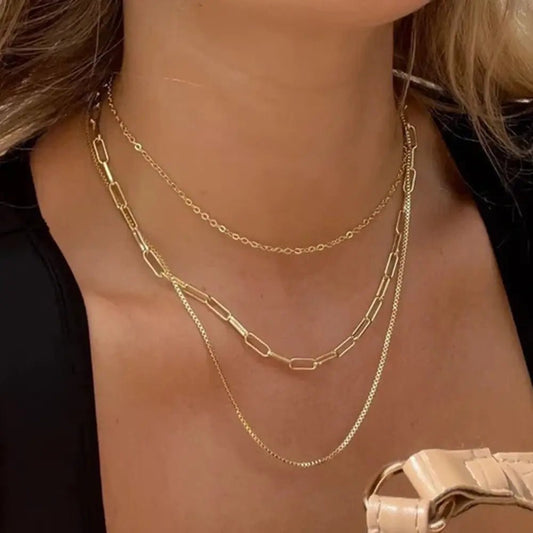 Stainless Steel Layered Necklace - Amyliz Collections