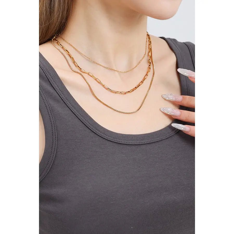 Stainless Steel Layered Necklace - Amyliz Collections